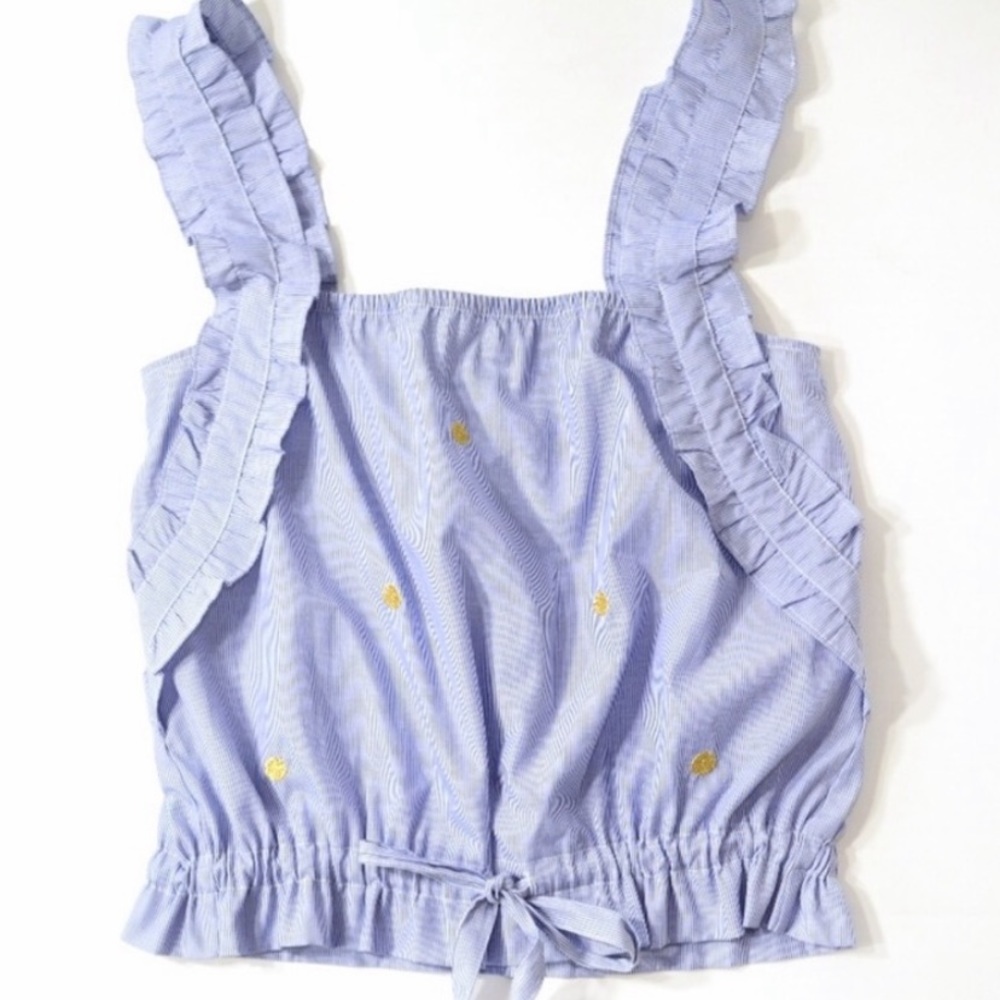 H&M Apple Embroidered Ruffle Stripe Tank Size 4